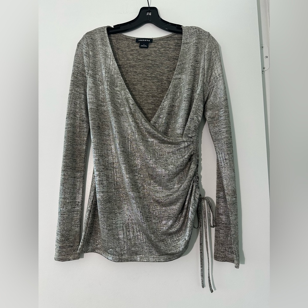 Trouve Women’s Metallic Wrap Top